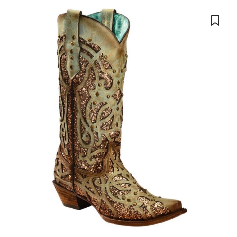 Like new Corral Mint Glitter Inlay Boots
